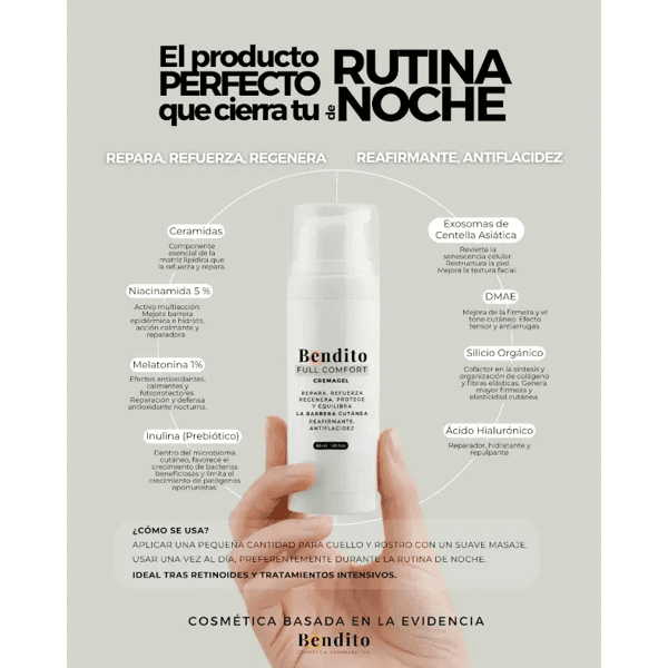 Detalle 2 de Bendito Full Comfort Cremagel de noche 50 ml: reparador antiedad para piel sensible