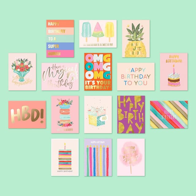 Detalle 2 de S&O Happy Birthday Cards 50 pack 📬