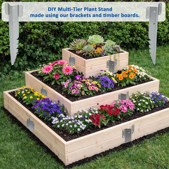 Thumbnail 6 de AMLOOPH small railway sleeper brackets (20 pack) – galvanised metal timber supports for raised beds & garden edging