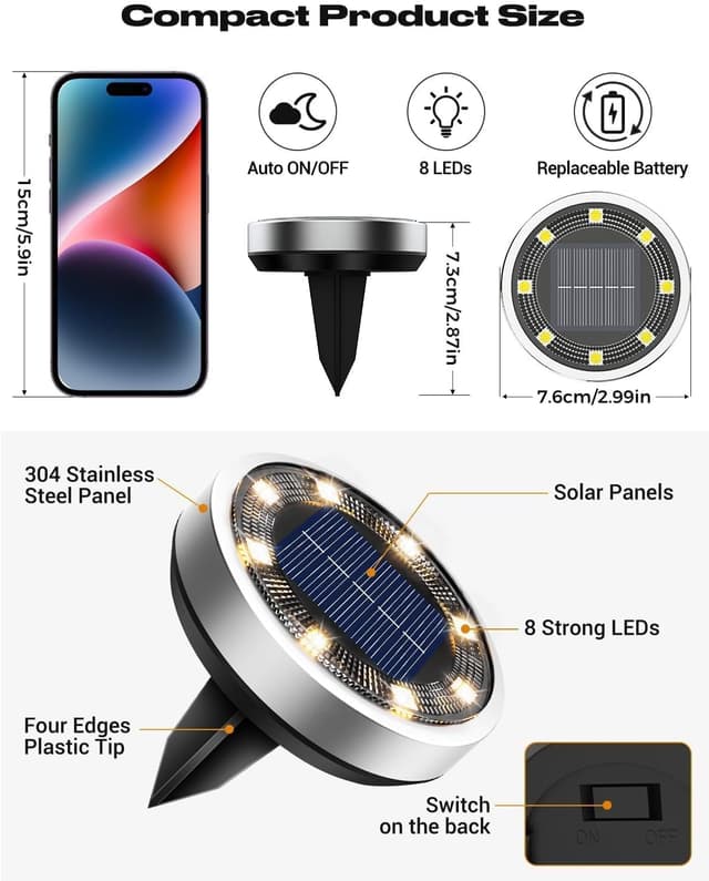 Thumbnail 5 de btfarm Solar Bodenleuchten 10 Stück 8 LEDs