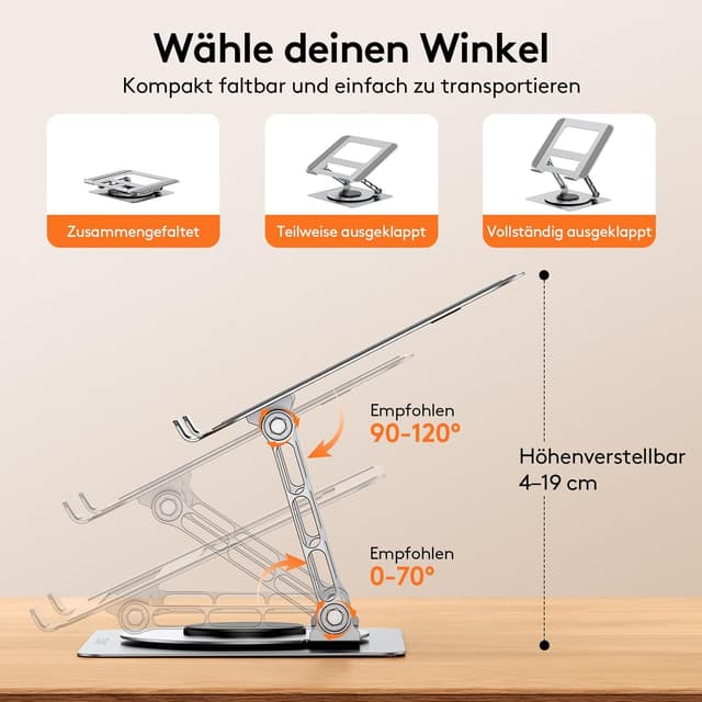 Thumbnail 2 de TECKNET 360° Laptop Ständer Höhenverstellbar