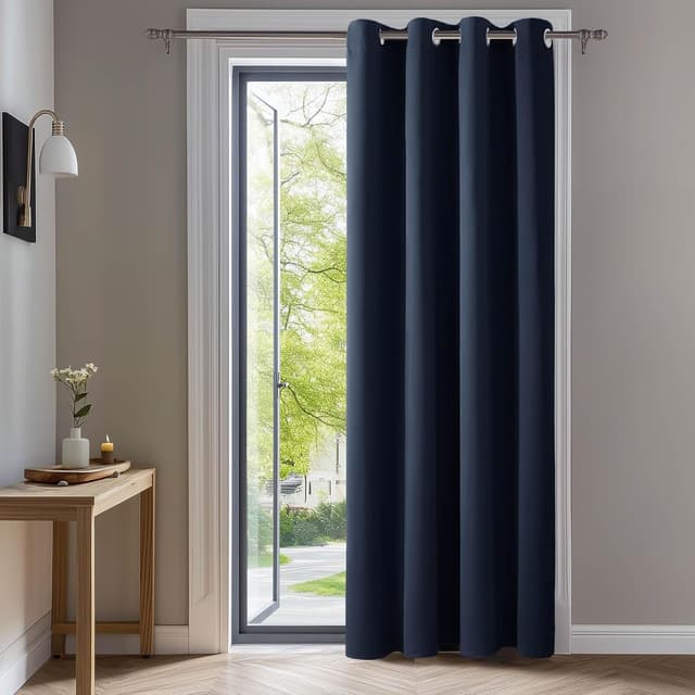 Detalle de Deconovo Thermal Insulated Blackout Door Curtain – Single Panel, 52" x 84", Navy Blue