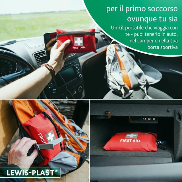 Detalle de Lewis-Plast Kit Pronto Soccorso Completo in Sacca 92 pezzi, grande, conforme alle norme europee