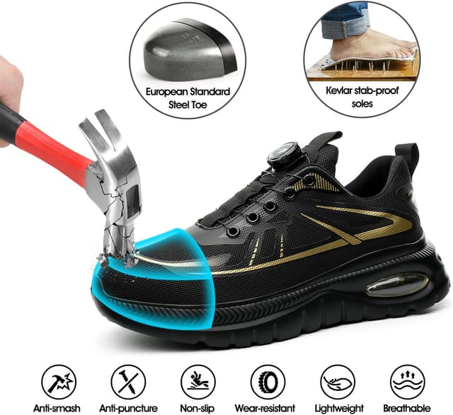 Detalle de Chaussures de sécurité GemChve ultra légères avec embout acier, antidérapantes et respirantes (hommes/femmes) 37-46