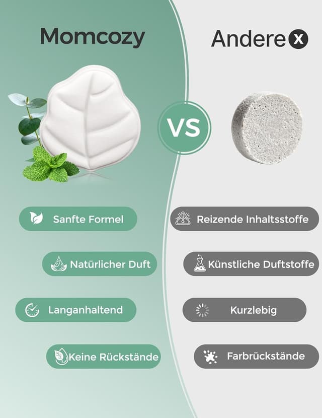 Detalle 2 de momcozy Duschbombe 14er-Set im Eukalyptusblatt-Design – Shower Steamer mit Pfefferminze- und Eukalyptus-Öl