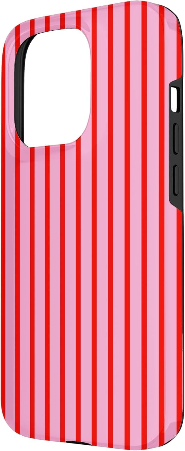 Detalle 2 de Coque iPhone 15 Pro rayée Rouge Rose
