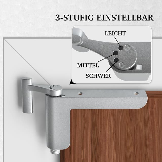 Detalle 2 de MARIE Türschließer ohne Bohren „MARIE“ – automatischer Ganzmetall-Minitürschließer für leichte Innentüren (silber)