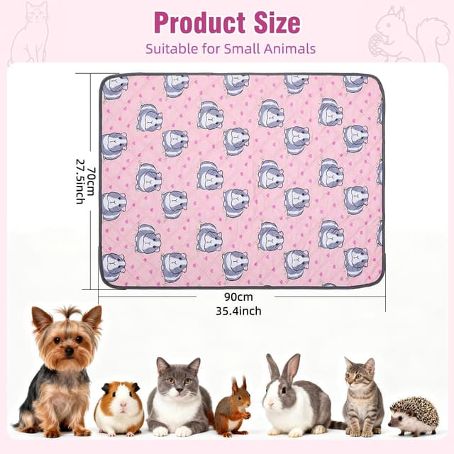 Detalle 2 de HOZKUY 2-Pack Guinea Pig Cage Liners & Bedding 28"x36" washable pee pads with leakproof, non-slip backing