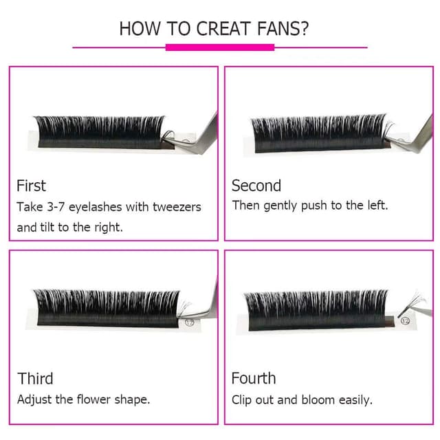 Detalle de Selbstfächernde Wimpernverlängerung FADLASH Easy Fan Lashes (0,07 mm, Curl D) – für Volumentechnik & selbst gefächerte Fans