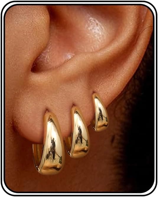 Detalle de Chriscoco Creolen Set 3 Paar Gold und Silber