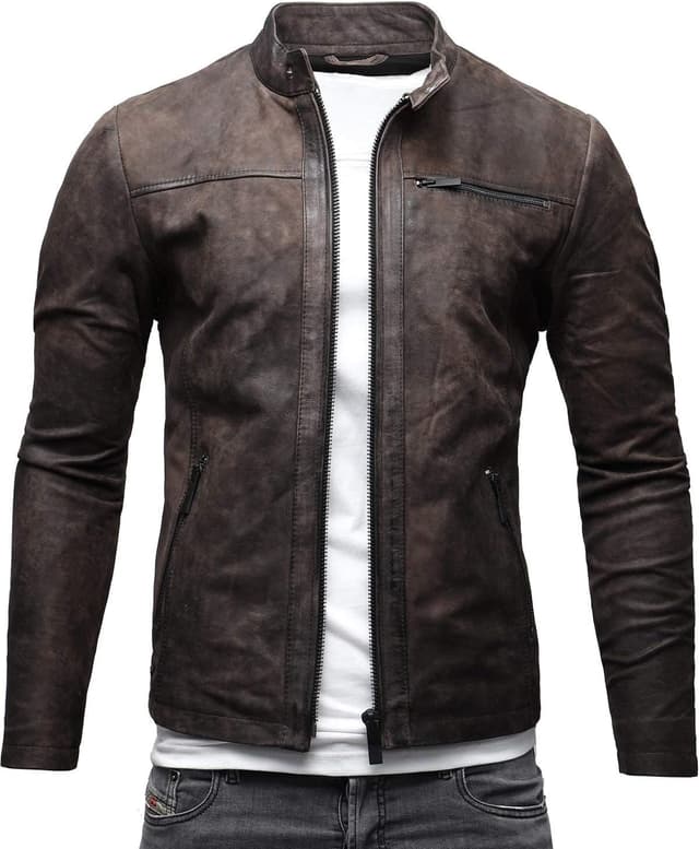 Detalle de Crone Epic Lederjacke Cleane Basic Herren