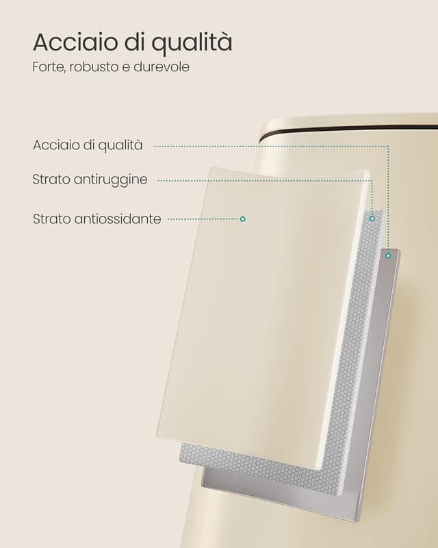 Detalle 2 de SONGMICS Pattumiera da cucina a pedale 20 L