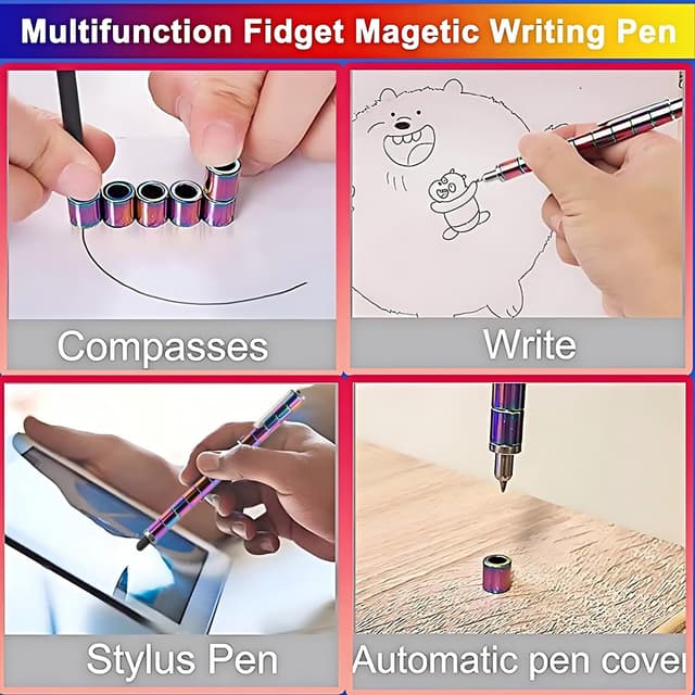 Detalle de Aionly Fidget Magnetic Pen (Rainbow) – magnet ballpoint pen with decompression play