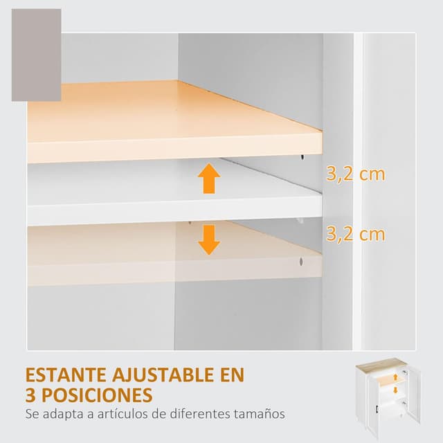 Thumbnail 4 de HOMCOM Armario de Salón Moderno 60x30x90 cm Blanco