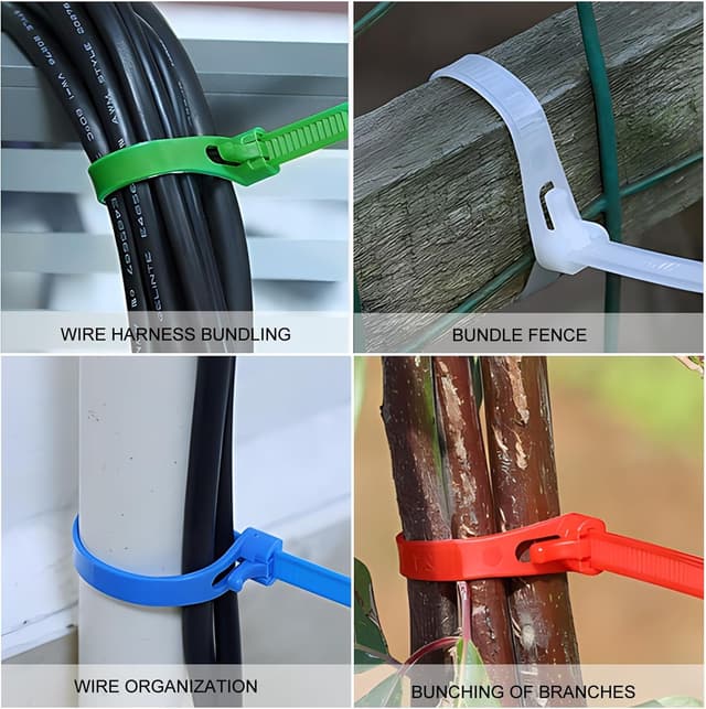 Detalle de Wiederverschließbare Kabelbinder Bunt Set 300 x 5 mm (lösbar) inkl. 50 Klebesockel – 100 Stück