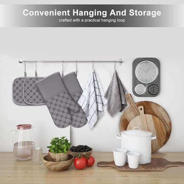Detalle de Oven Mitts, Pot Holders & Kitchen Towels Set (12PCS) — Heat Resistant to 500°F with Non-Slip Silicone Surface
