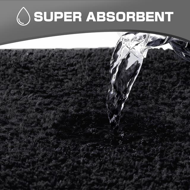 Detalle de wyewye Tapis de bain en microfibre super absorbante (2 cm) Noir 50 x 80 cm