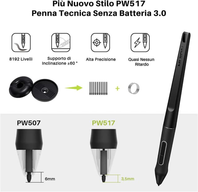 Detalle de HUION Kamvas 12 PW517 tavoletta grafica 12