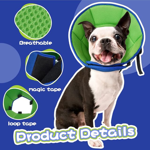 Detalle de Kuoser Dog Cone Collar (Soft Buster Neck Collar) – Blue, XL (Neck: 42–55cm)