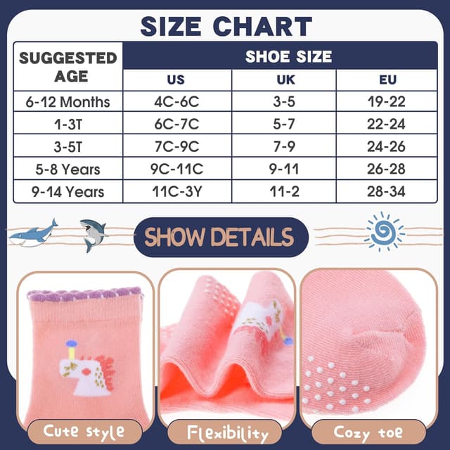 Thumbnail 3 de ANTSANG Stoppersocken Mädchen 12 Paar