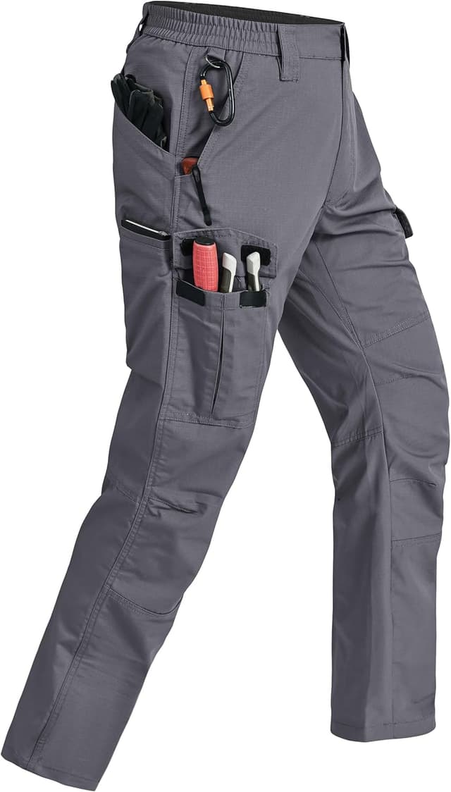 Detalle de Rapoo Cargohose für Herren – Outdoor- & Workwear-Wanderhose im Ripstop-Look mit 7 Taschen