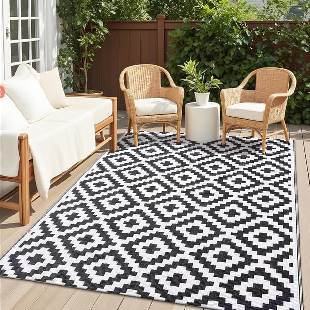 Detalle de OLANLY Waterproof Outdoor Rug 5x8 ft