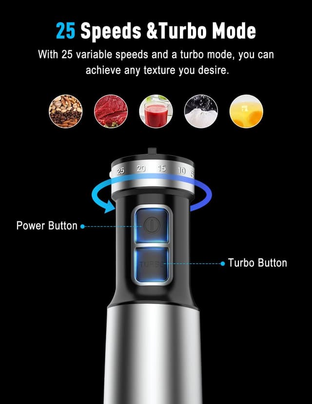 Detalle de 1000W Immersion Blender with 25 Speeds ⚡