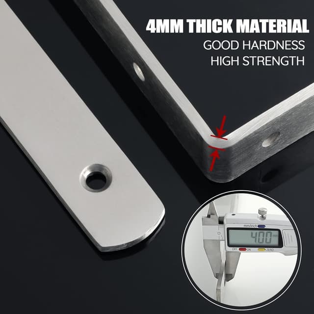 Detalle 2 de SAYAYO EJ5218-2P 4mm Shelf Bracket Corner Brace (Stainless Steel, 245 x 155mm) – 2 Pack