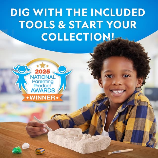 Detalle de National Geographic Gemstone Dig Kit (Blue Marble) — Dig Up 10 Real Gemstones and Crystals for Kids