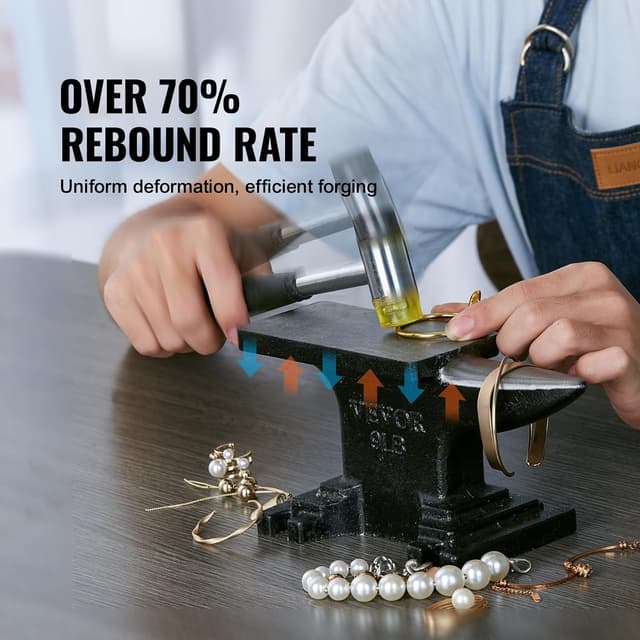 Detalle de VEVOR Enclume de forgeron 4 kg, bigorne à corne ronde (acier moulé) 132 x 68 mm, 50 HRC