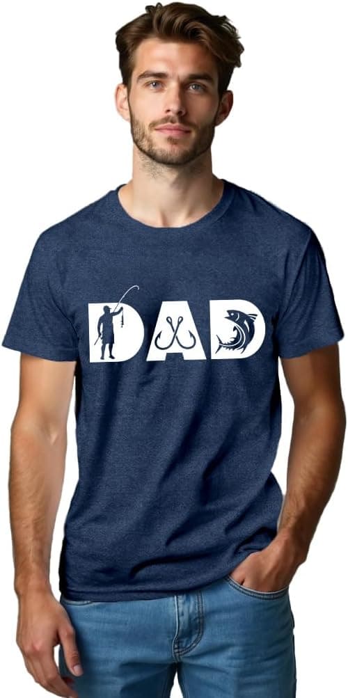 Detalle de Qskall men’s fishing dad T-shirt – soft breathable fishy tee with relaxed fit
