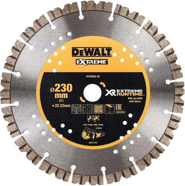 Detalle de DEWALT DT40260-QZ disco diamantato da 230 mm per troncatori a batteria (per DCS690)