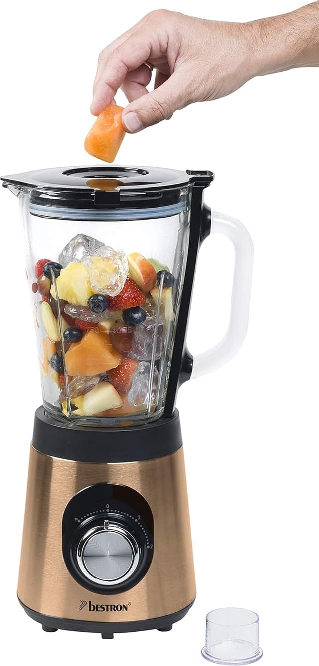 Detalle de Bestron Mixeur sur pied Copper Collection ABL500CO — 500 W, bol en verre 1,5 l, finition cuivre