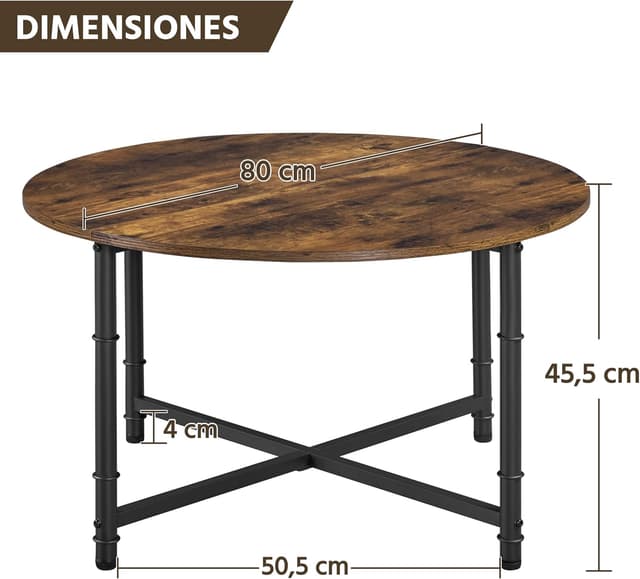 Thumbnail 2 de Yaheetech Mesa de Centro Redonda 80 cm