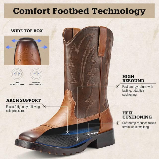 Thumbnail 4 de Rollda Cowboy Boots Square Toe Mid-Calf 94° Heel