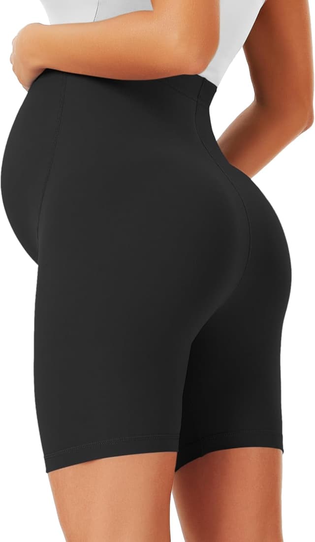 Detalle 2 de BONVIGOR Buttercloud Maternity Shorts (Over-the-Belly) 5"/8" Biker Shorts for Pregnancy Workout & Yoga