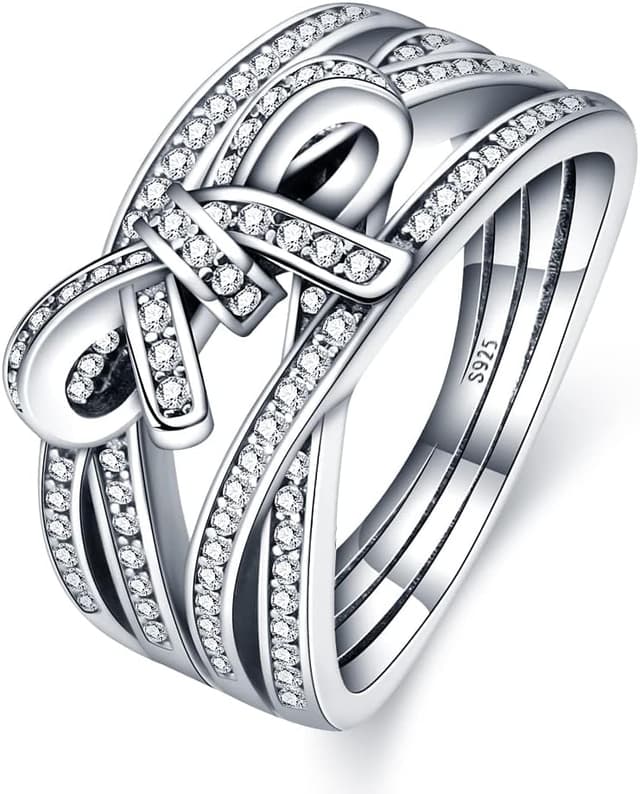 Detalle de KUNSIR 925 Sterling Silber Liebesknoten Ring R1