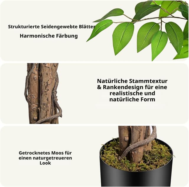 Detalle de Keeplush Ficusbaum Kunstpflanze 150 cm