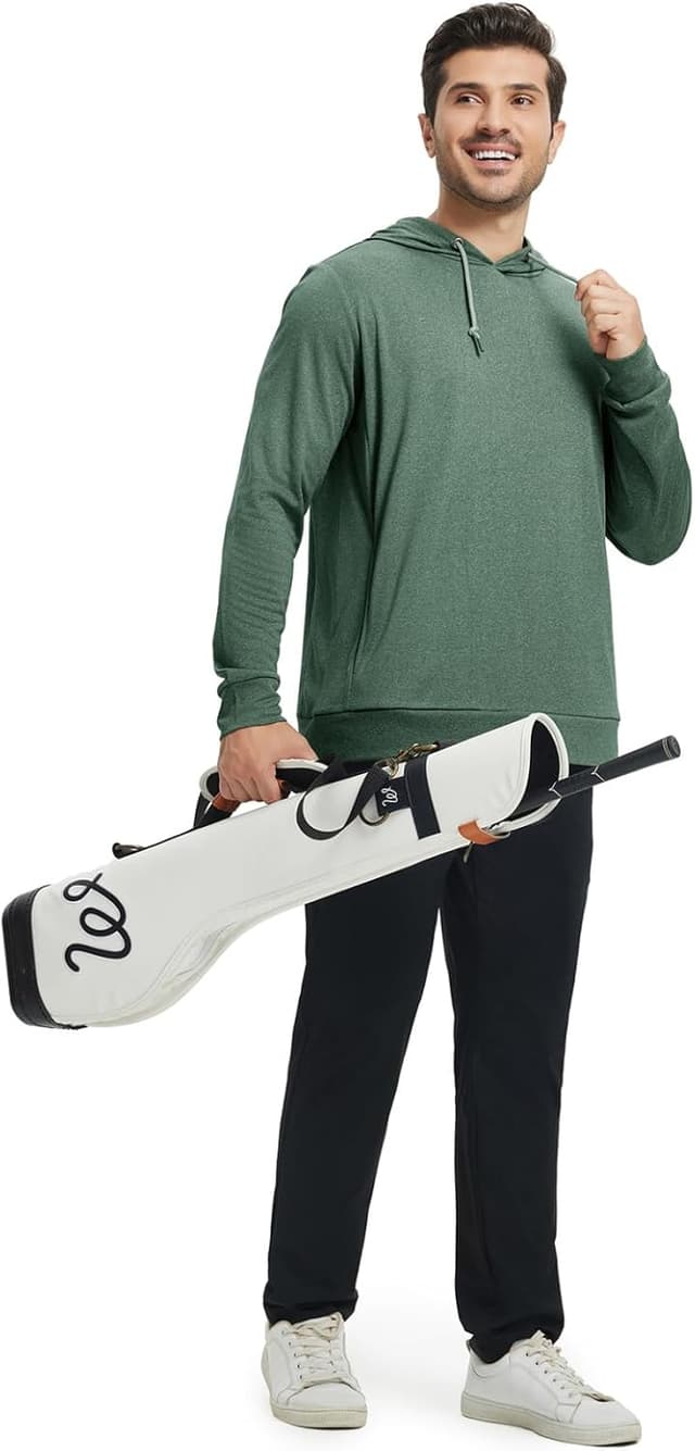 Detalle de M MAELREG Mens Performance Lightweight Pullover Hoodie (Moisture-Wicking, 2-Pocket, UPF 30+)