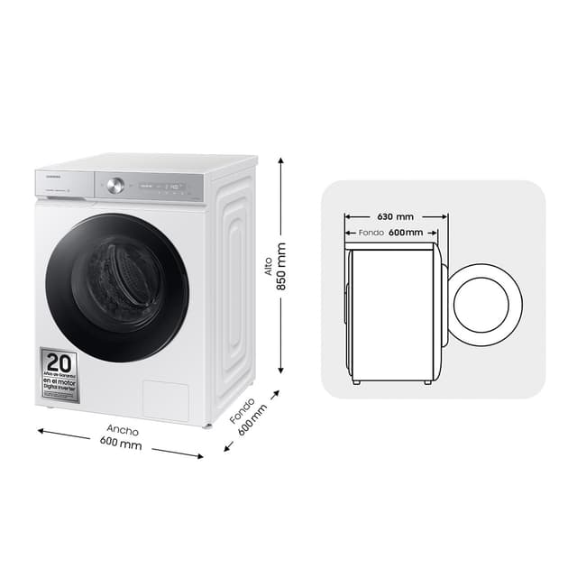 Thumbnail 3 de Samsung WW90DB8U95GHU3 lavadora 9 kg 🧺