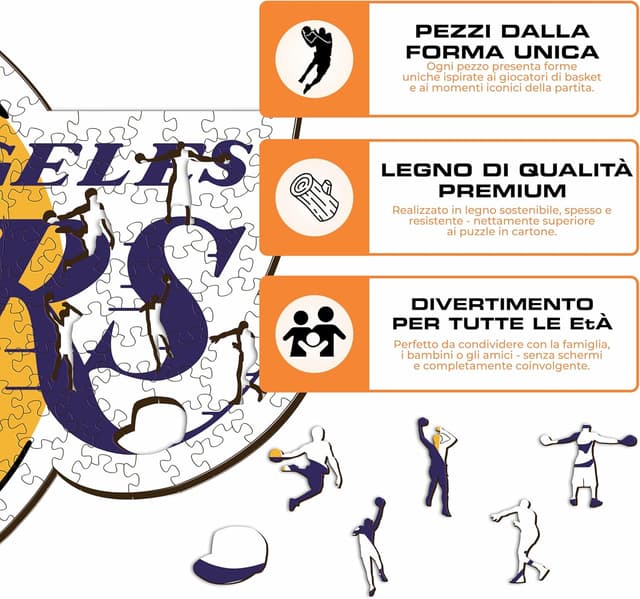 Thumbnail 6 de Iconic Puzzles Los Angeles Lakers – Puzzle di legno con logo NBA (taglia M, 270 pezzi)