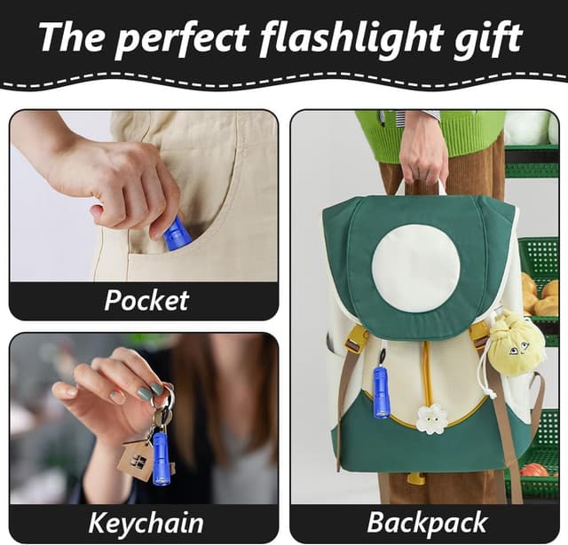 Detalle de Set 5 mini torce LED Flintronic per bambini, torcia tascabile impermeabile con batterie AAA incluse