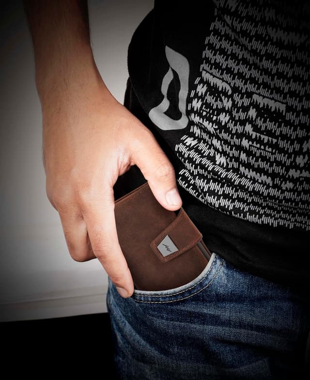 Thumbnail 6 de Marc Peter Herren-Geldbörse aus Leder mit RFID-Schutz, Münzfach und Slim-Pop-up Kartenetui (Vintage Braun)