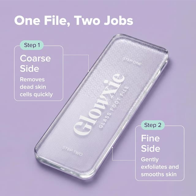 Detalle 2 de Glowxie Nano Glass Foot Files for Hard Skin – 2-in-1 Foot File & Heel Scraper (wet & dry)