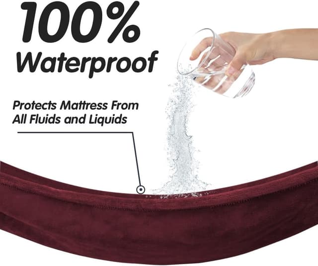 Detalle de DUJUIKE Coperta da letto impermeabile in flanella (rosso bordeaux) 102x152 cm