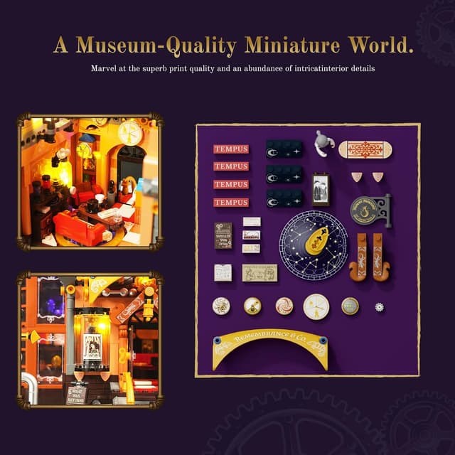 Detalle de Lumibricks Steampunk Memory Magic Zauberladen beleuchtetes Bauset (2056 Teile) – viktorianisches Fantasy-Modularhaus