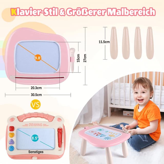 Detalle 2 de Smasiagon Magnettafel Kinderspielzeug ab 1 Jahr – Kindermaltafel 4 Beine