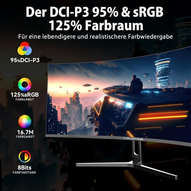 Detalle 2 de Minifire MFG32C3Q 32" Curved Gaming-Monitor 2K 180Hz