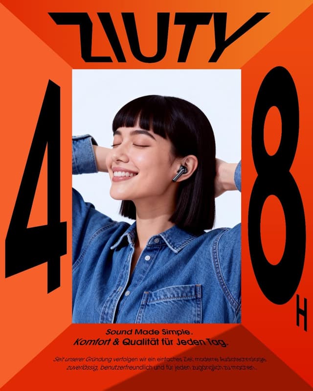 Detalle de ZIUTY Bluetooth 5.3 In-Ear Kopfhörer mit 4 ENC Mikrofonen, 48 Std Spielzeit und IPX7 Sport-Schutz (schwarz)