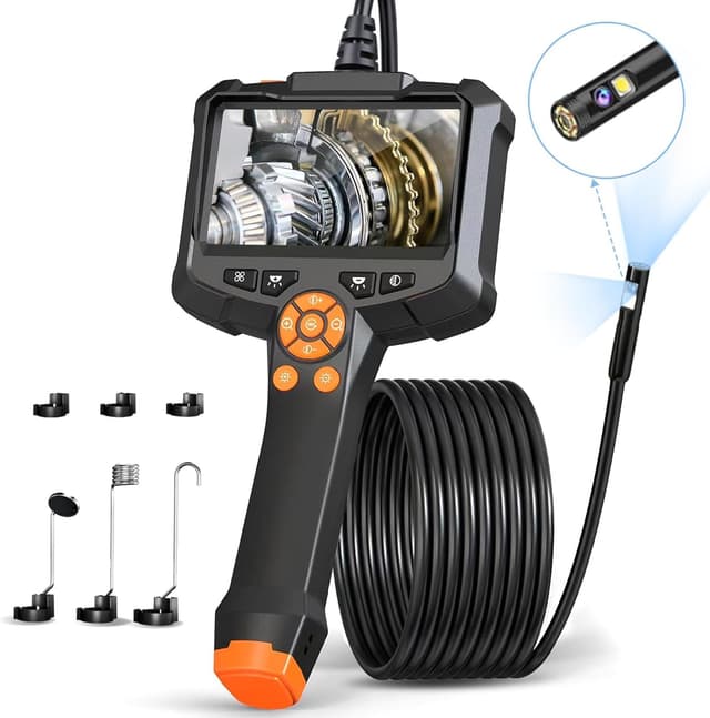 Detalle de Caméra endoscopique à double objectif AOPICK 1080P HD avec écran IPS 4,3 pouces et câble semi-rigide 5 m
